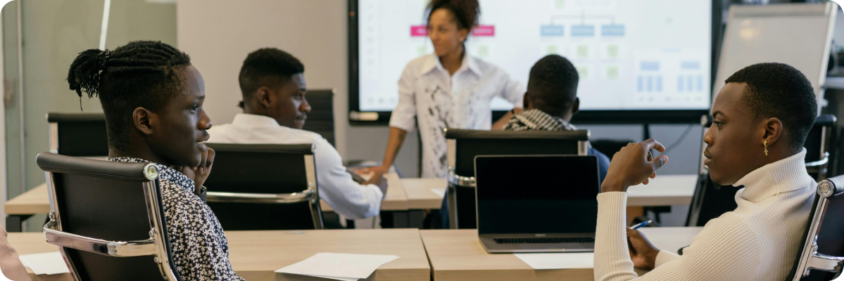 Students in a classroom working collaboratively